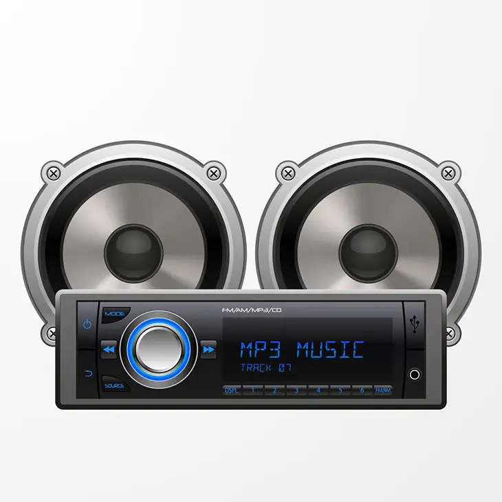 Realistic-Car-Audio-Player-and-Speakers